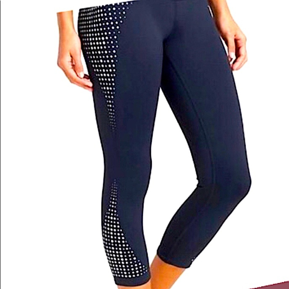 Athleta Sonar gel dot Body Compression leggings that are also reflective